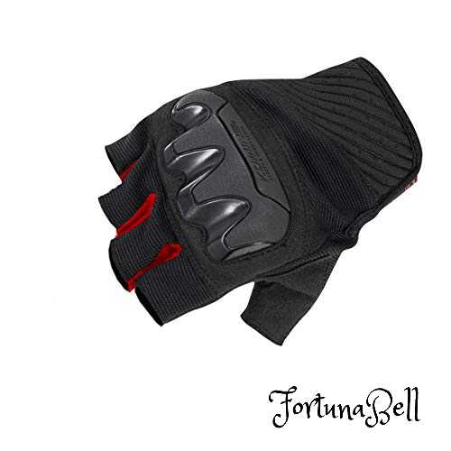 色：ブラック/レッド サイズ：2XL [コミネ] バイク用 プロテクトメッシュハーフフィンガーグローブ ブラック/レッド 2XL GK-242 12976 春夏秋向け プロテクター メッシュ素材