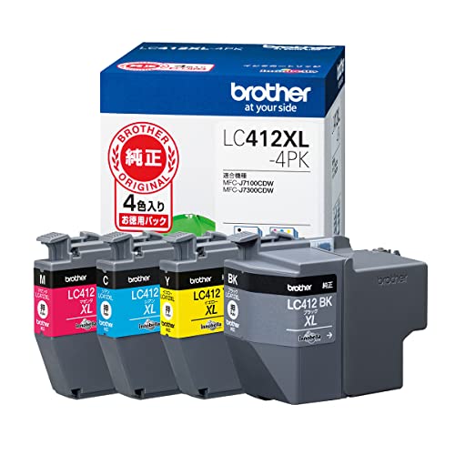 樂天商城 - ブラザー純正 ブラザー工業(Brother Industries) インクカートリッジ4色パック(大容量)LC412XL-4PK対応型番:MFC-J7300CDW、MFC-J7100CDW他 ブラック 小