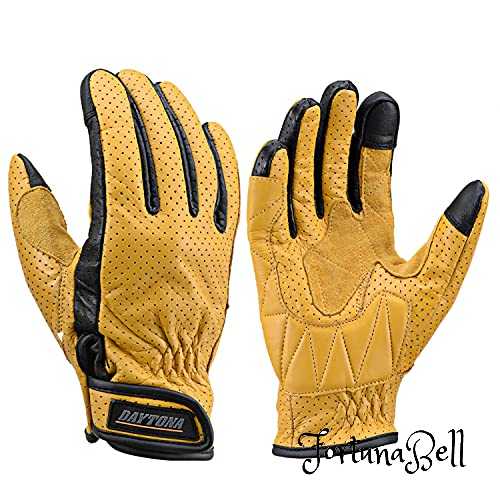 色：イエロー サイズ：L デイトナ(Daytona) バイク用 グローブ 春夏秋 本革(牛革) スマホ対応 カウレザー パンチングメッシュ スタンダードグローブ HBG-129 イエロー Lサイズ 18909