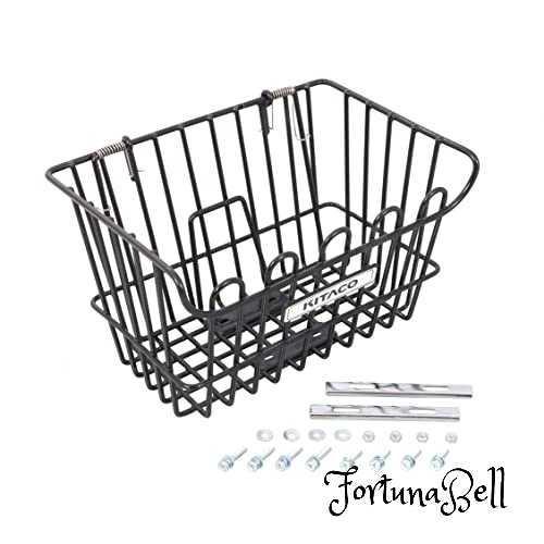 キタコ(KITACO) フロントバスケット K-TOUR (ブラック) 汎用 スチール製 バネ式荷物押さえバー装備 80-..