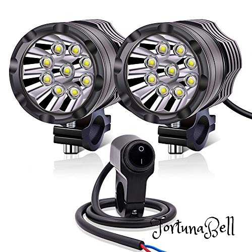 色：9LED スイッチ有り サイズ：エム Aoling バイク用フォグランプ LED 90W 12V24V兼用 防水スイッチ付き オートバイ補助フォグライト ホワイトスポット配光ヘッドライト 車補助灯 プロジェクタ