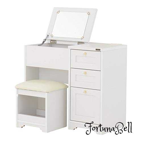 色：ホワイト 佐藤産業 ANRI デスクドレッサー 幅80cm 奥行40cm 高さ70cm ホワイト スツール付き コンセント付き 選べる取っ手 AN70-80D WH