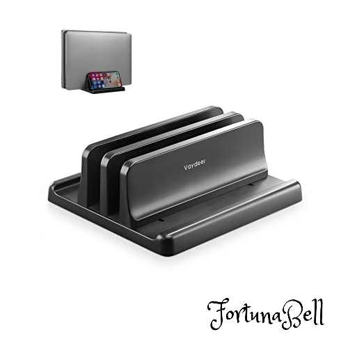 色：Black VAYDEER ノートパソコン スタンド PCスタンド 縦置き 2台収納 ホルダー幅調整可能 ABS樹脂製 タブレット/ipad/MacBook Pro Air 縦置き用- ブラック