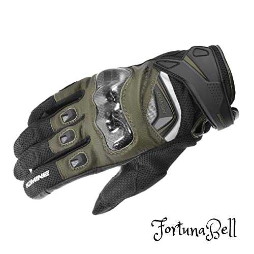 色：オリーブ サイズ：L コミネ(KOMINE) バイク用 GK-224 カーボンプロテクトレザーメッシュグローブ Olive L