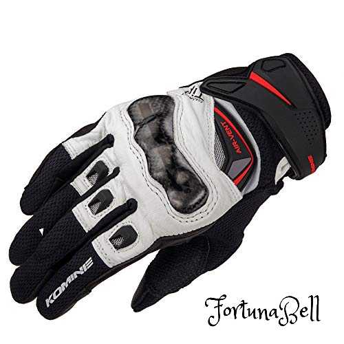 色：White/Black サイズ：XL [コミネ] バイク用 カーボンプロテクトレザーメッシュグローブ ホワイト/ブラック XL GK-224 春夏秋向け メッシュ素材 プロテクター
