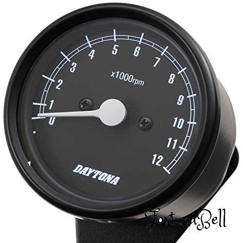 色：ブラックボディ/ブラックパネル デイトナ(Daytona) バイク用 機械式 タコメーター ブラックボディ/ブラックパネル/ホワイトLED φ60 12000rpm表示 15630