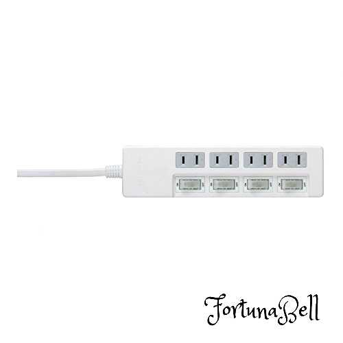 バッファロー BUFFALO 2ピン電源タップ 4個口 個別スイッチ 2m ホワイト BSTAPSW2420WH