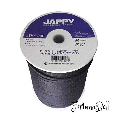 キンク(kink:よじれ、ねじれ)が少なく結びやすい組みひも経年劣化が少なく耐久性、耐候性がよい電線などの結線ひもにサイズ:4mm*200m材質:ポリエステル