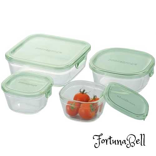 色：03) グリーン サイズ：800ml×1個 ・450ml×1個・200ml×2個 iwaki(イワキ) 耐熱ガラス 保存容器 グリーン 4個セット パック&レンジ PS-PRN-4G1