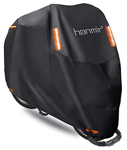 Hanmir バイクカバー 原付カバー 300D厚手 バイクカバー大型 耐熱 防水 撥水 紫外線防止 盗難防止 防風..