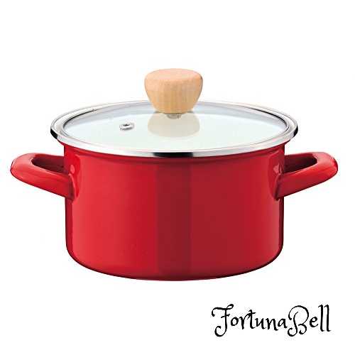 パール金属 ホーロー 両手鍋 15cm ガラス鍋蓋付 レッド IH対応 クック ポット プチクック HB-1366