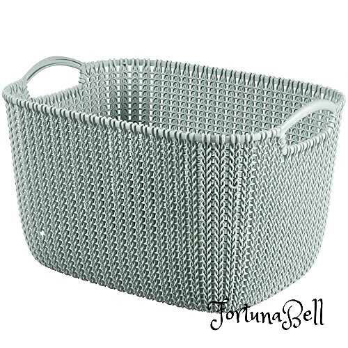 CURVER(カーバー) スクエアバスケット ブルー 19L Knit ニット収納 バスケット ランドリー ランドリーバスケット カゴ 洗濯カゴ おしゃれ 丈夫 北欧 リネンのような質感 環境にやさしい