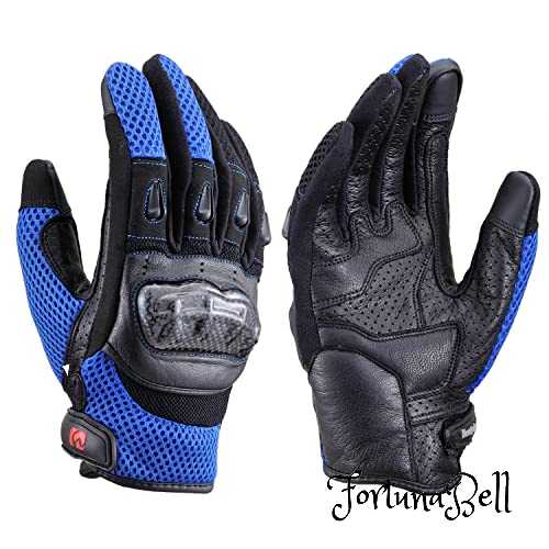 デイトナ(Daytona) バイク用 グローブ 春夏 手のひら本革(ヤギ革) カーボンプロテクター スマホ対応 カーボンメッシュグローブ HBGー116 ブルー Sサイズ 25964