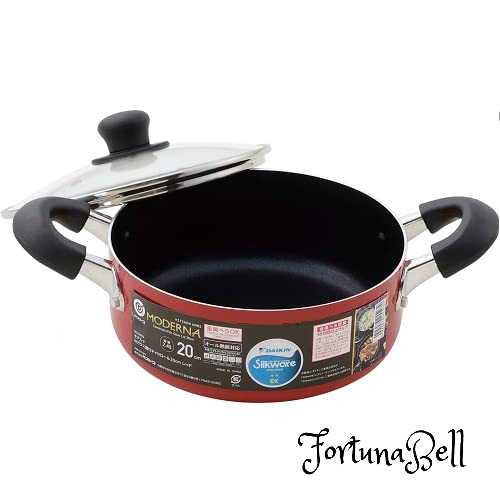 サイズ：2.4 L, 直径 20 cm ベストコ IH 両手鍋 ガラス蓋付 20cm レッド ND-9459 キャセロール モデルナ