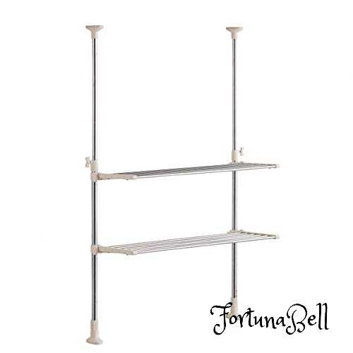 色：ワームグレー サイズ：レギュラー棚/2段 ベストコ ステンレス つっぱりキッチンラック 2段 レギュ..