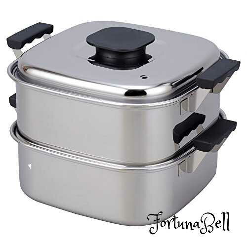 サイズ：22cm 神子島製作所 桃印 18-0角型蒸器 2段22cm