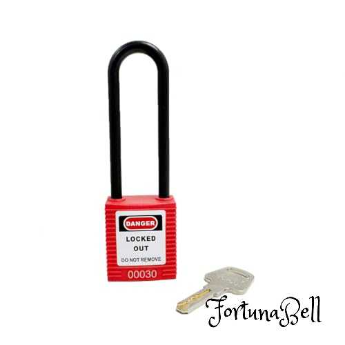 ロックアウト用弦長絶縁パドロック 赤 本体:高性能プラスチック ナイロン 吊:ナイロン キー2本付属 絶..