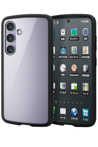 エレコム Galaxy S24 SC-51E ケース カバー ハイブリッドケース ソフト 薄型 TPU ストラップ ホール 耐衝撃 衝撃吸収 ワイヤレス充電対応 ストラップシート付 肩掛け対応 ブラック PM-G241TSLFCBK