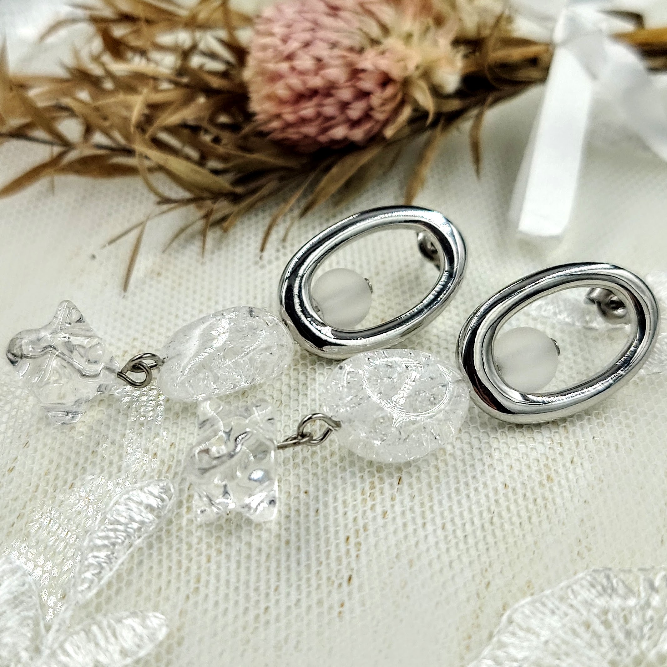 Rakuten - クラックル＆コンペイトウカットのロングピアス