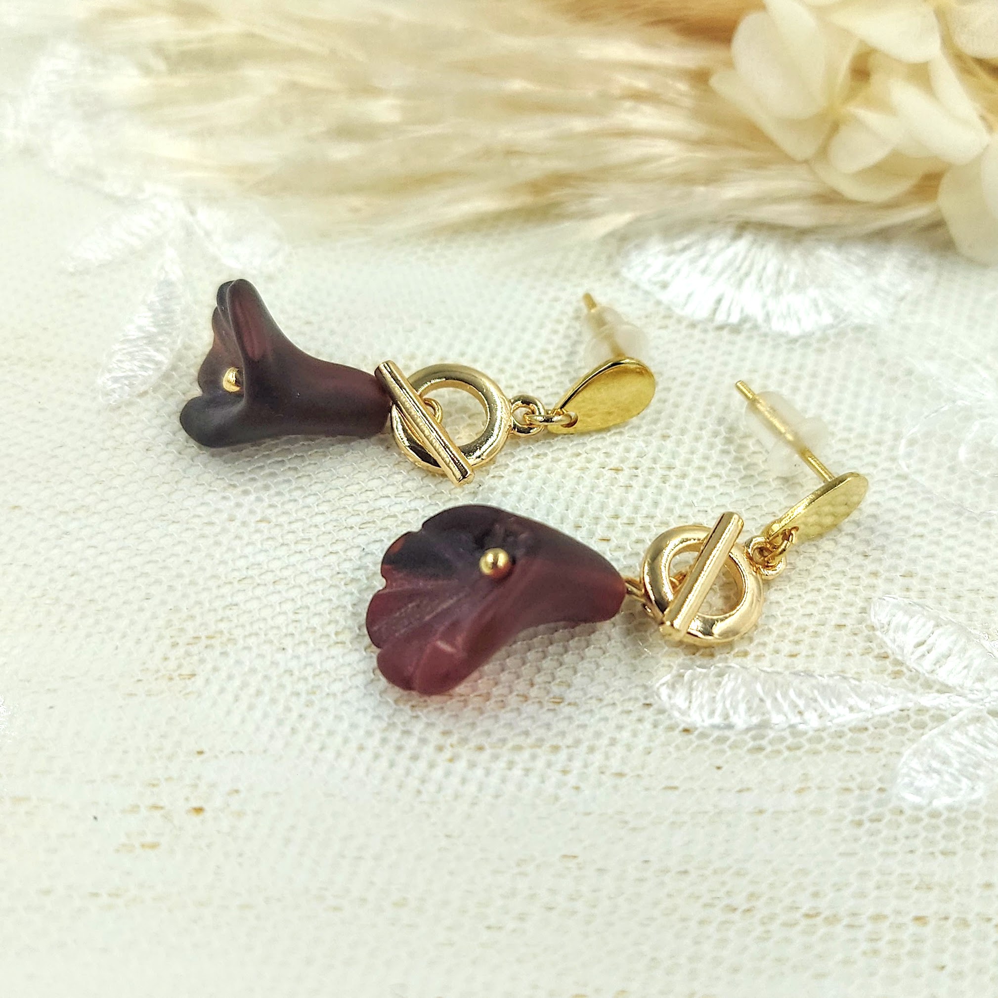 Rakuten - カーネリアンフラワーピアス