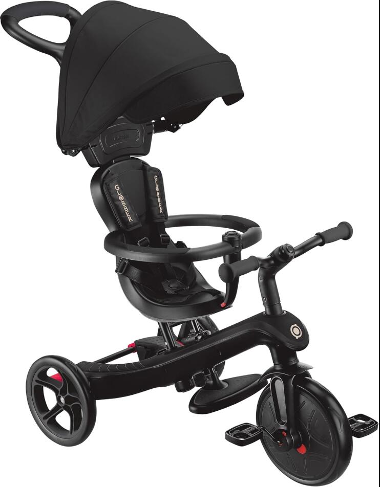 GLOBBERグロッバー エクスプローラー トライク 4in1 ベビーカー ブラック 三輪車 手押し棒付き 新生児から幼児期まで長く使える4in1タイプのベビーカーです。成長に合わせて形態を変更でき、長くご使用いただけます。