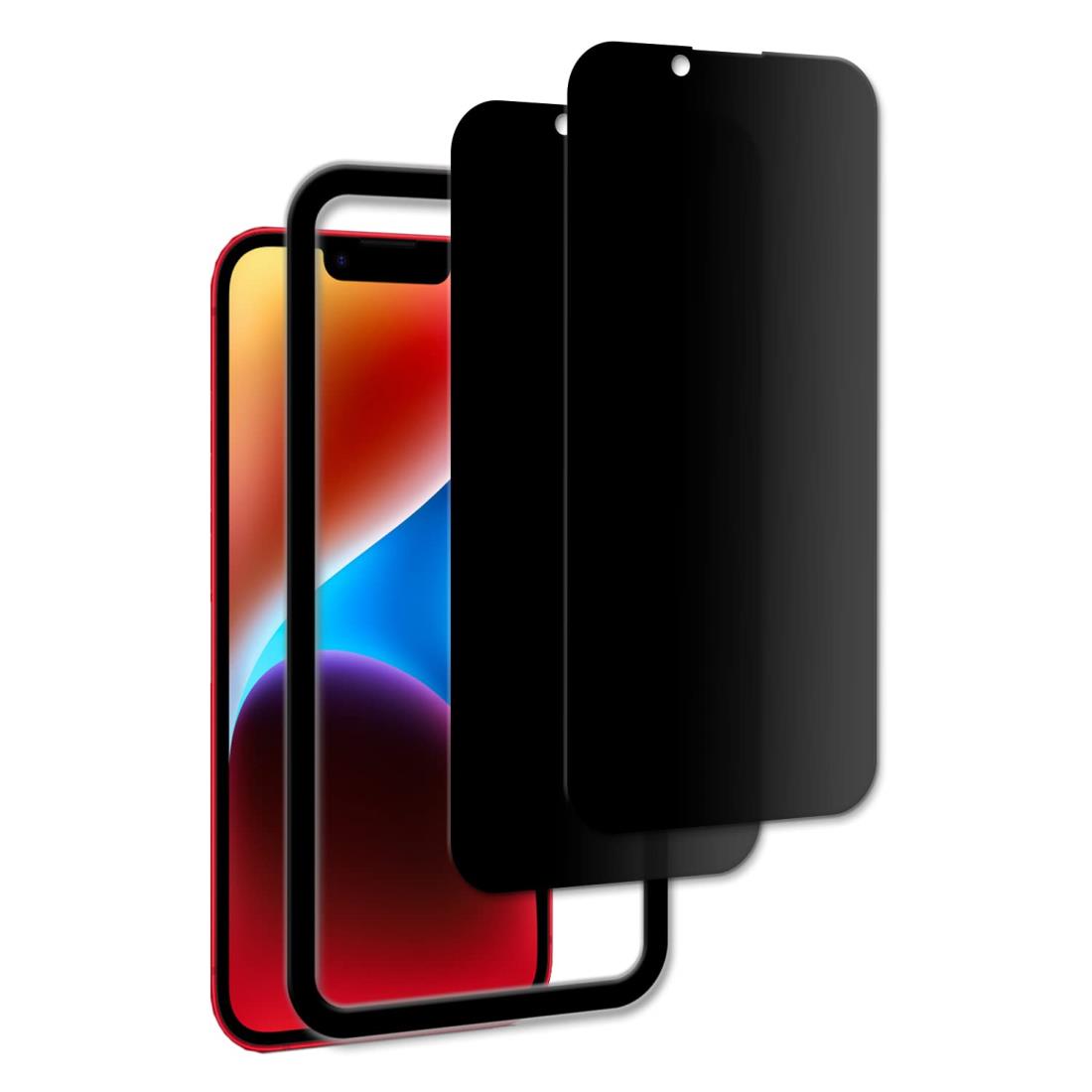 【2枚セットのぞき見防止】ガイド枠付き KPNS 日本素材製 覗き見防止 iPhone16e / iPhone14 / iPhone13..