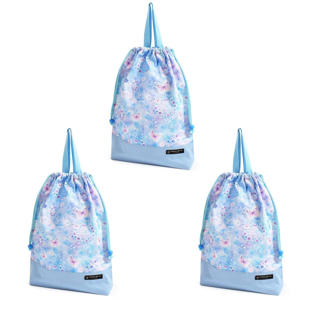 COLORFUL CANDY STYLE 巾着 大 体操服袋(ネームタグ付き) 持ち手マチ付き ムーンライトバタフライ 3枚..