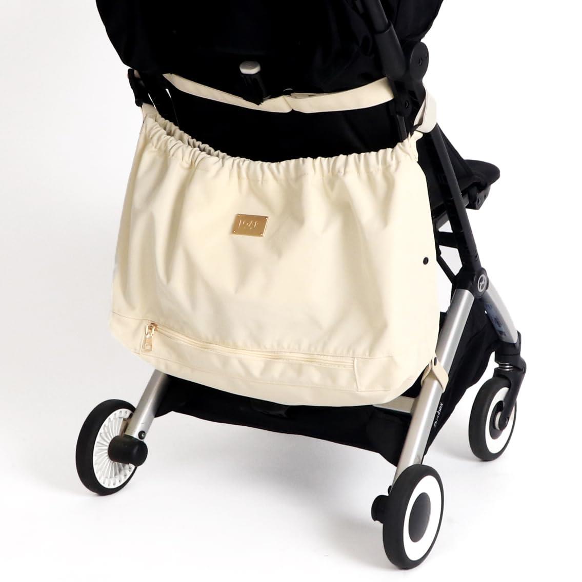 ベビーカーアンダーバッグ ベビーカーバッグ b型ベビーカー ベビーバッグ 撥水 おむつポーチ 荷物掛け ベビー用バッグ マザーズバッグ (ベージュ)