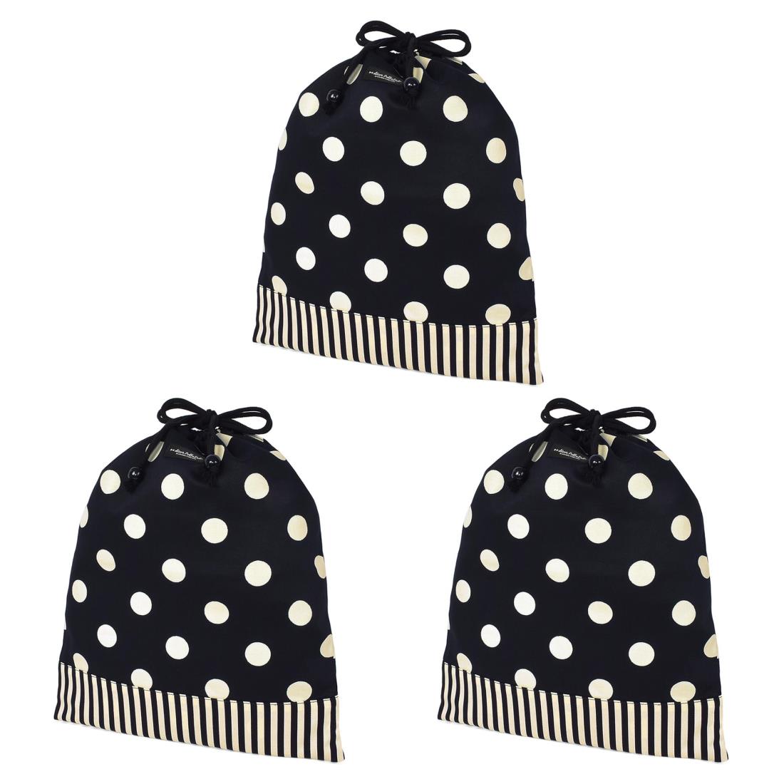 COLORFUL CANDY STYLE decor PolkaDot 巾着 大 体操服袋 polka dot large(twill・black)xnarrow stripe..