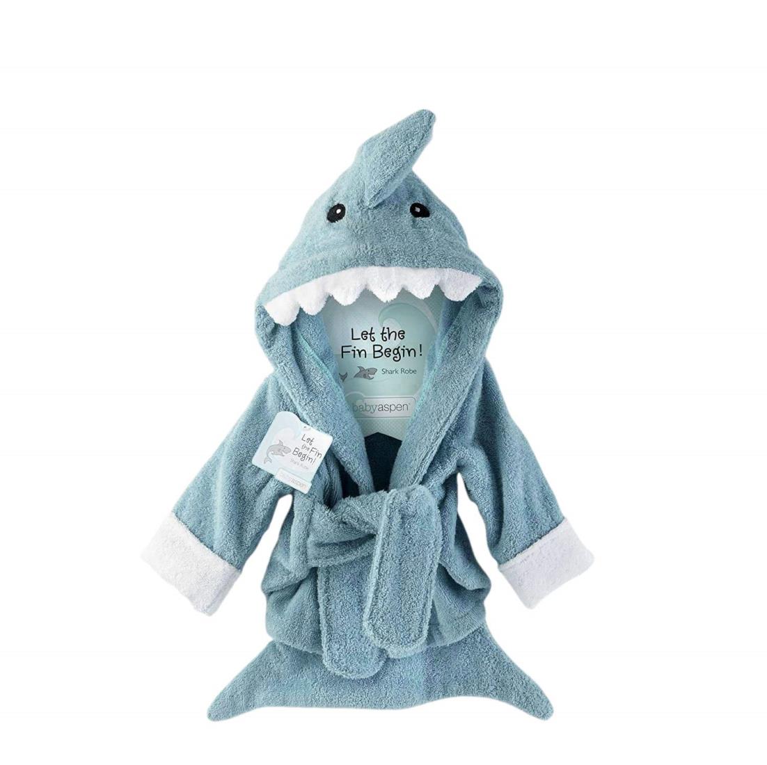Baby Aspen(ベビーアスペン) フード付きベビーバスローブ ブルー シャーク