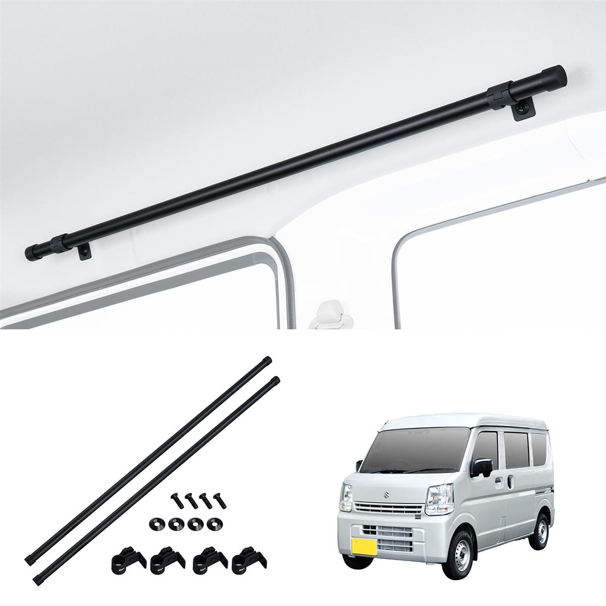 セイワ(SEIWA) サイドバー スズキ エブリイ(DA17V/ハイルーフ) エブリイワゴン(DA17W/ハイルーフ 左右2本セット IMP320 車内収納 天井収納 車内キャリアバー ルーフ アウトドア 車中泊 レジャー 釣りサーフィン スノーボード【対応車種】日産 NVクリッパー/マツダ スクラムバ