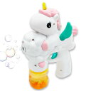 BukBukLAB(ぶくぶくラボ) シャボン玉 電動 ハートがかわいいユニコーン 液2本付 バブルガン 光る 液だれしない!持ち運びに便利なタンク式 LED 自動 製造機 しゃぼんだま 結婚式 誕生日