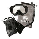 リーフツアラー(REEF TOURER) メッシュバック付 シュノーケリング 3点セット 10歳~大人用 パノラマ広視界マスク+波よけガード付きシュノーケル+軽量コンパクトフィン ブラック Lサイズ
