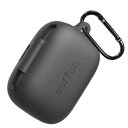 EarFun正規品For EarFun Air Pro 4ケース保護カバー 保護ケース シリコンケース/装着充電可能/全面保護 落下防止/キズ防止/耐衝撃/防塵/軽量/収納/カラビナ付き (ブラック)