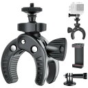 UTEBIT バイク カメラマウント 開脚幅最大45mm 自転車 カメラマウント 耐荷重0.7kg アクションカメラ マウント スマホクリップ付き 1/4ネジ シュー付 360度回転 角度調整 webカメラ マウント カメラホルダー Gopro用 バイク用マウント アクションカメラ/一眼レフ対応 Bike Ca