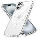JETech iPhone 16 6.1インチ用 マグネット ケース MagSafe対応 衝撃吸収 バンパーカバー 傷つけ防止 クリアバック (クリア)