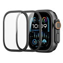 2枚セットESR Apple Watch Ultra 2 / Ultra 1 ガラスフィルム (2024/2023/2022, 49mm) 専用 ステンレススチールフレーム+強化ガラスフィルム 一体型 全面保護 アップルウォッチ Ultra 49mm 画面保護カバー 耐傷性 指紋防止 ブラック