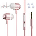 Juyya イヤホン 有線 マイク付きイヤホン 3.5mm ゲーミングイヤホン HIFI音質 イヤホンマイク 音量調整 ク付き 重低音 通話可能 イヤフォン 有線 パソコン用イヤホン ps4/ps5/switch/xbox one/pc 適用 (ピンク)