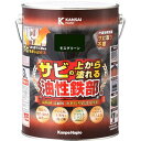 カンペハピオ ペンキ 塗料 油性 つやあり 鉄部用 高耐久 防サビ サビの上から塗れる 油性鉄部用S モスグリーン 3L