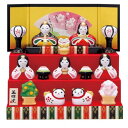薬師窯 桃の節句 ひな人形 錦彩 花かざり 雛(三段飾り)