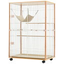 \ P10倍!/ 猫 キャットケージ ケージ 木製 キャットハウス ネコ ハウス 留守番 保護 脱走防止 多頭飼い 多頭 スチール 二段 (ナチュラル)
