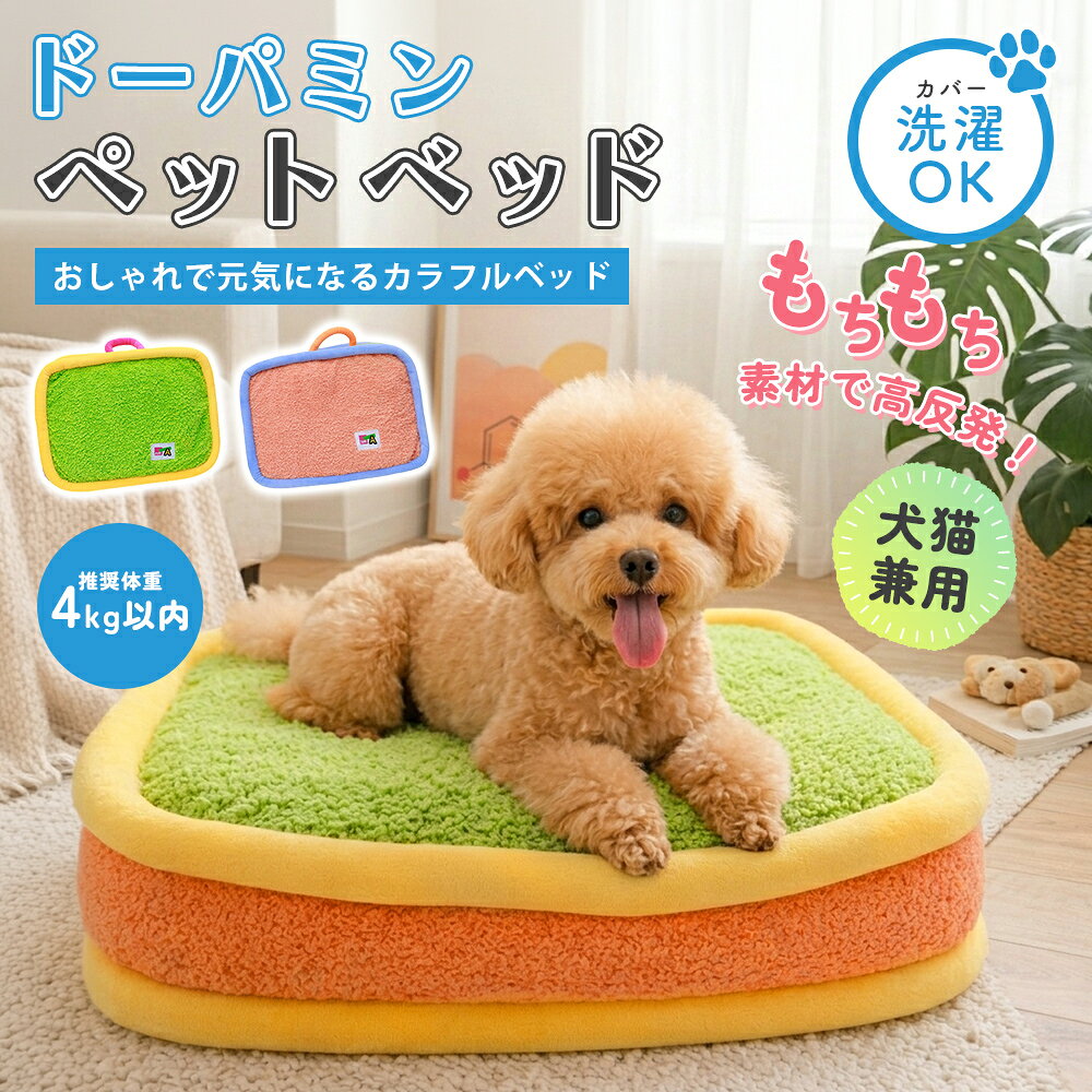 ドーパミンカラー ペットベッド クッション 洗える 猫 犬 犬猫兼用ベッド ふわふわクッション オールシーズンペットベッド カラフル おしゃれ ペットクッション ペット寝床 小型犬ベッド 猫用ベッド ふわふわ インテリア 春夏秋冬 滑り止め 全2色