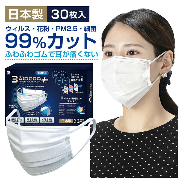 マスク 不織布 日本製 30枚 送料無料 日本製 国産 使い