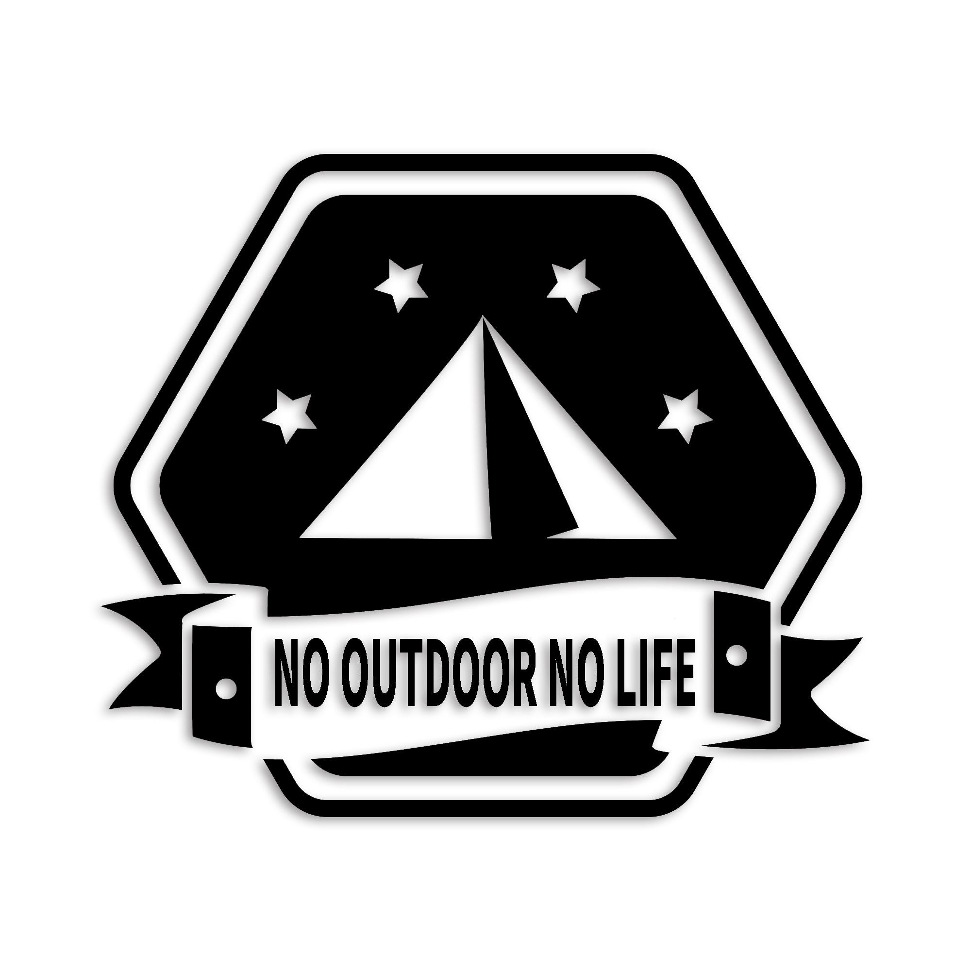 ノーアウトドアノーライフ カッティング ステッカー シール outdoor 山 斧 マーク シルエット シンプル 防水 車 デカール 1