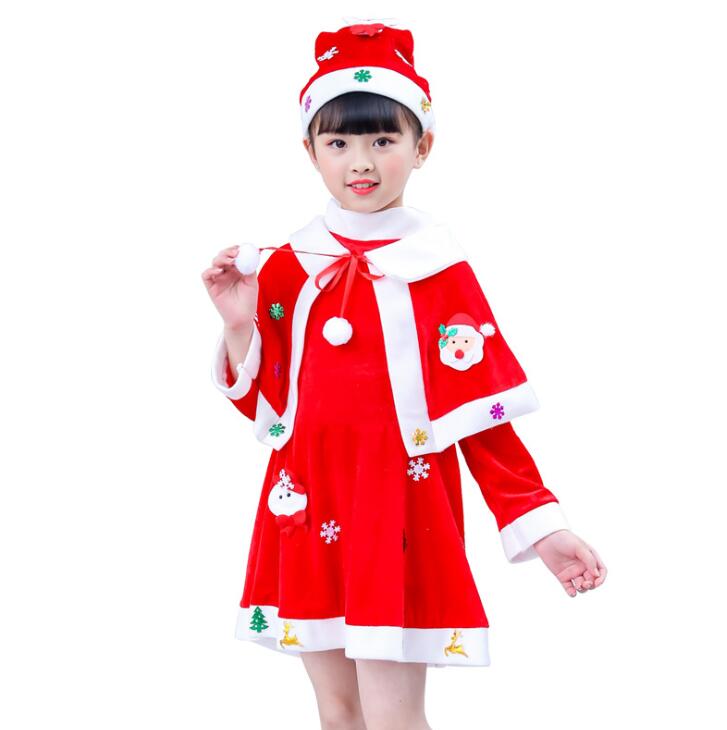 楽天スーパーSALE 子供クリスマス衣装 コスプレ キッズサンタワンピース ドレス 帽子ボレロ 3点セットサンタクロース サンタ衣装女の子仮装