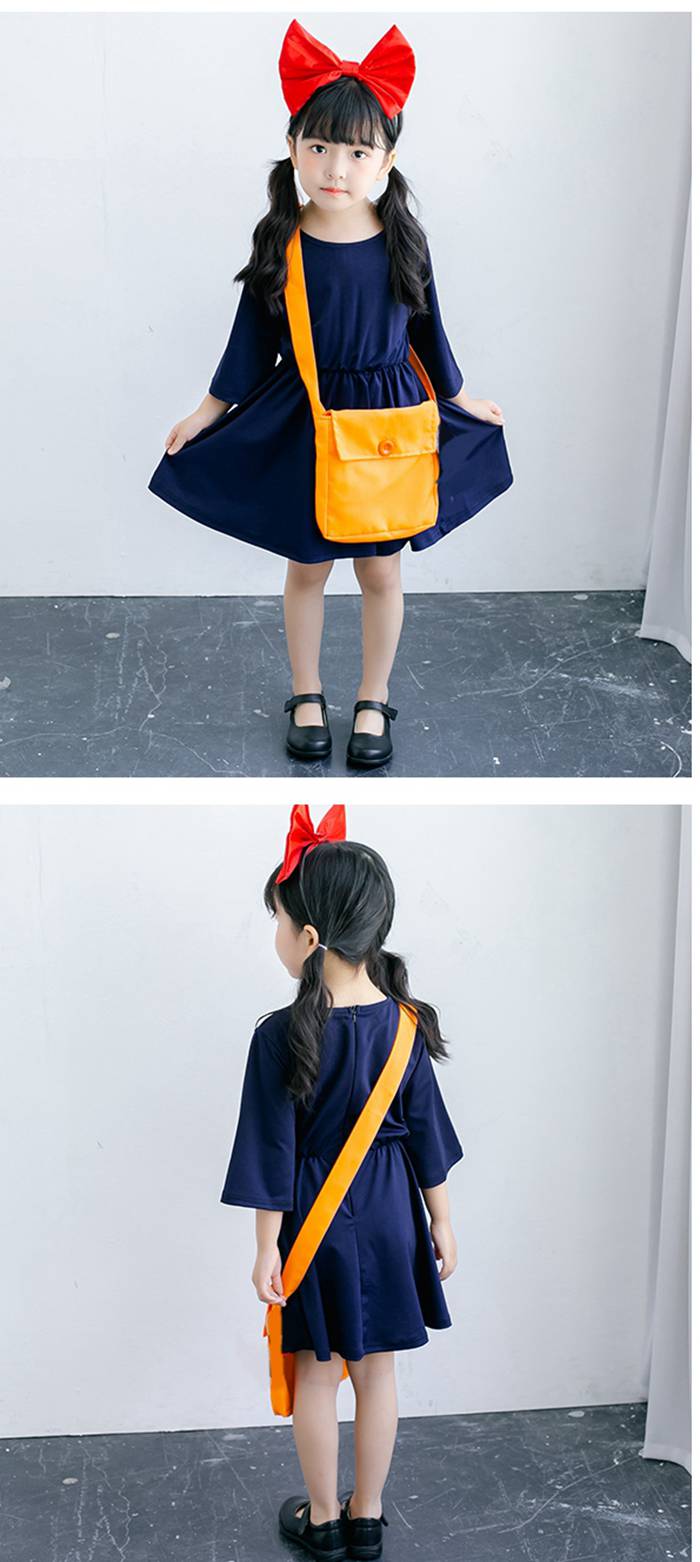 即納 特典あり ハロウィン 魔女 キッズ 衣装 子供 コスプレ キキ コスプレ女の子 リボンとバッグ 付き キッズ 魔女セット 3点セット 子供用 子供用魔法使い コスチューム コスプレ 可愛い カワイイ 安い レッド バッグ バッグ付き