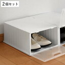 シューズボックス 2個セット ( 靴 収納 ボックス プラスチック 扉付き 日本製 完成品 シューズケース シューズ 靴箱 靴収納 ケース クリア クリアボックス 箱 1足用 整理箱 グッズ コンパクト )