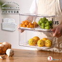 収納ボックス 冷蔵庫 収納ケース 3個セット 冷蔵庫トレー パントリー キッチン収納 透明 野菜保存容器 冷蔵庫 蓋付き 通気穴付き ストッカー