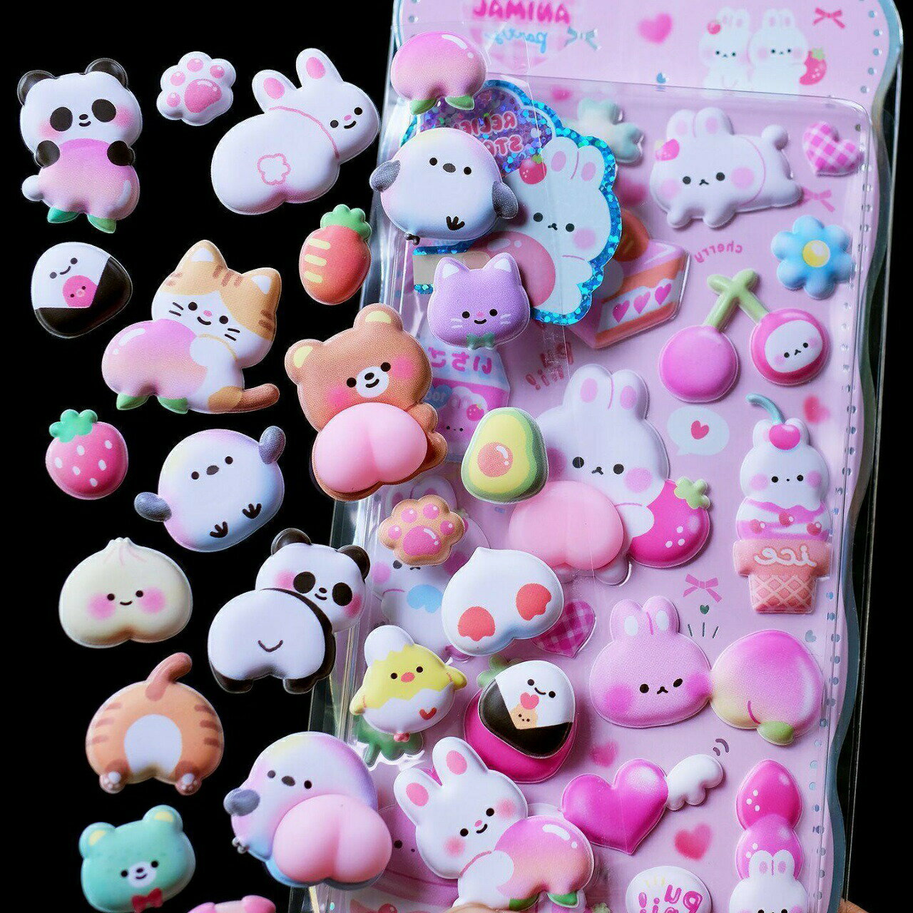 【ふわプニで超癒される！】20種類のデザイン 3D立体シール おはじきシール シール手帳 ぷっくり つやつや 3Dシール 立体シール ぷくぷくシール ご褒美シール のシール かわいいシール 泡ステッカー 3Dシール 手帳ご褒美シール日記シール