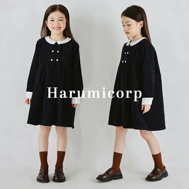 韓国子供服 女の子 秋冬ワンピースドレス チュールワンピース ★ ワンピース 可愛い ピアノ ギャザー 発表会//卒園式/入学式/パーティ 子供ドレス コーデュロイ ワンピース